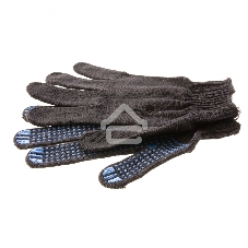 Перчатки трикотажные, с ПВХ точкой, 10 класс, черные Россия
