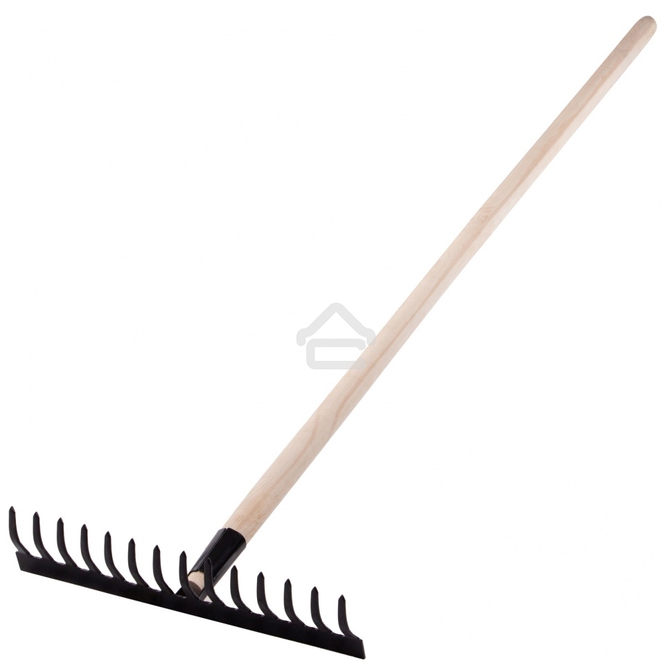 Грабли Сибртех стальные, 360х1300 мм, 14 прямых зубьев, деревянный черенок