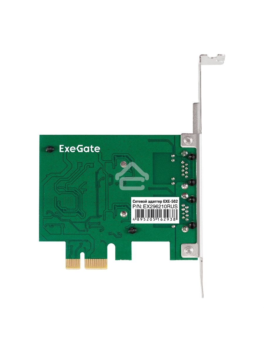 Сетевой адаптер ExeGate EXE-562 (PCI-E x1 v2.0, 2xRJ45, UTP 10/100/1000Mbps, Realtek Chipset RTL8111F)