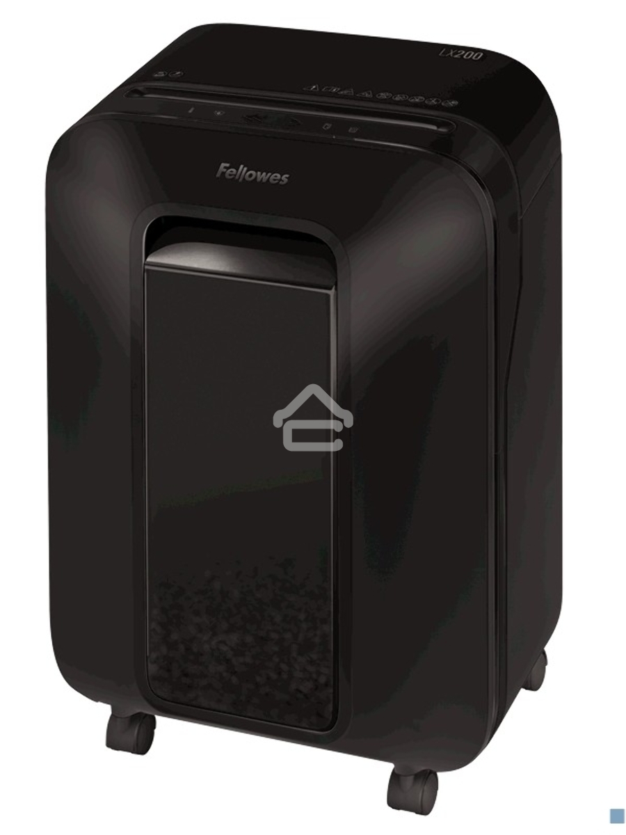 Шредер Fellowes PowerShred LX200 черный (секр.P-4)/перекрестный/12лист./22лтр./скрепки/скобы/пл.карты