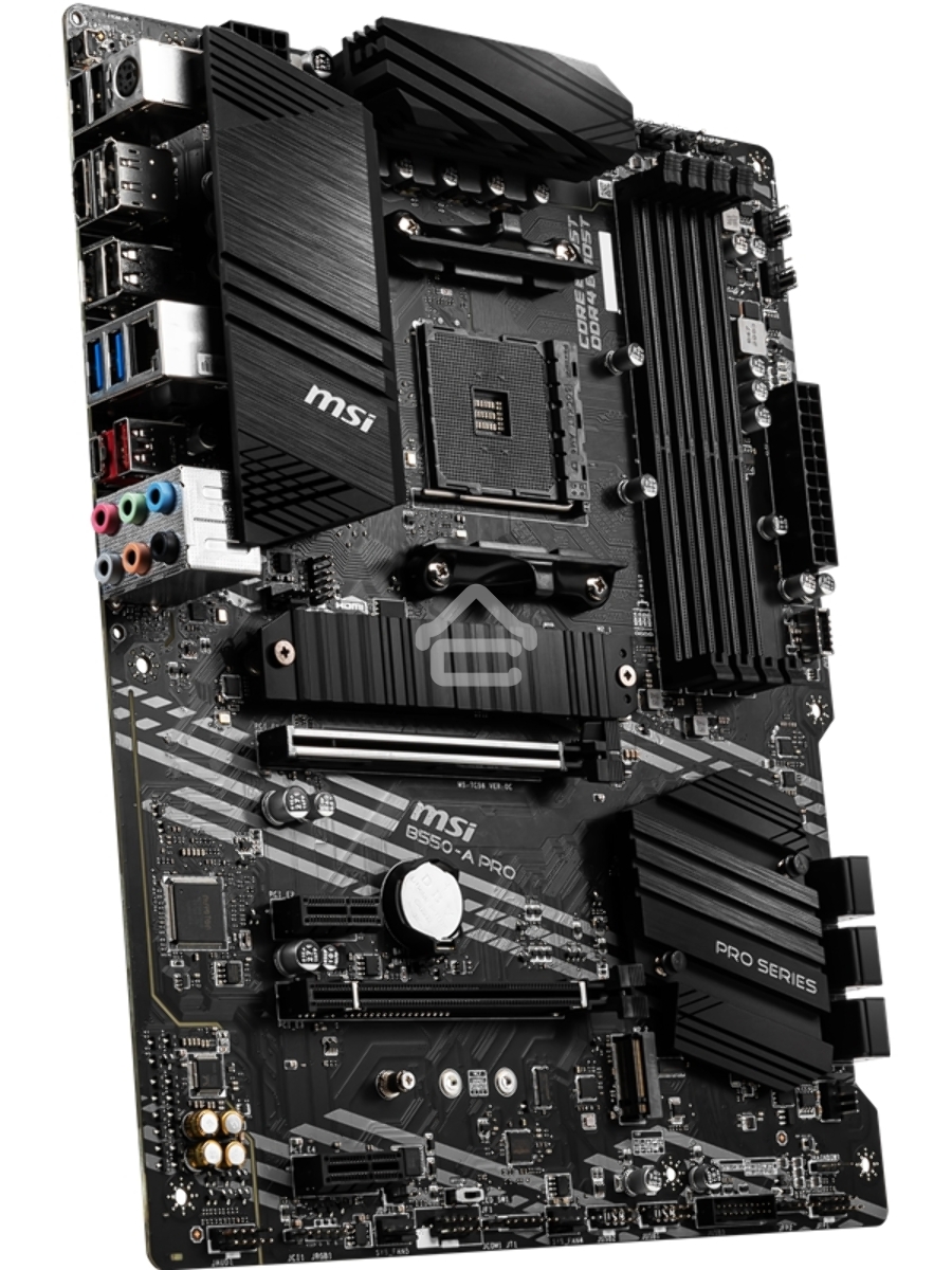 Материнская плата MSI B550-A PRO, AM4, AMD B550, 4xDDR4, 6xSATA, 2xM.2, 1xPCI-E 4.0 x16, 1xPCI-E 3.0 x16, 2xPCI-E x1, 1xHDMI, 1xDP, 1x 1Gb LAN, 4xUSB-A 2.0, 2xUSB-A 3.2 Gen 1, 1xUSB-A 3.2 Gen 2, 1xUSB-C 3.2 Gen 2, 6x3.5 мм, 7.1, ATX