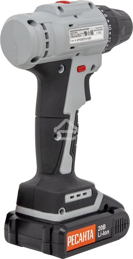 Дрель-шуруповерт аккумуляторная Ресанта ДА-20-2ЛК-Б 75/14/10, Аккумуляторная, 20В, 2 АКБ, Кейс