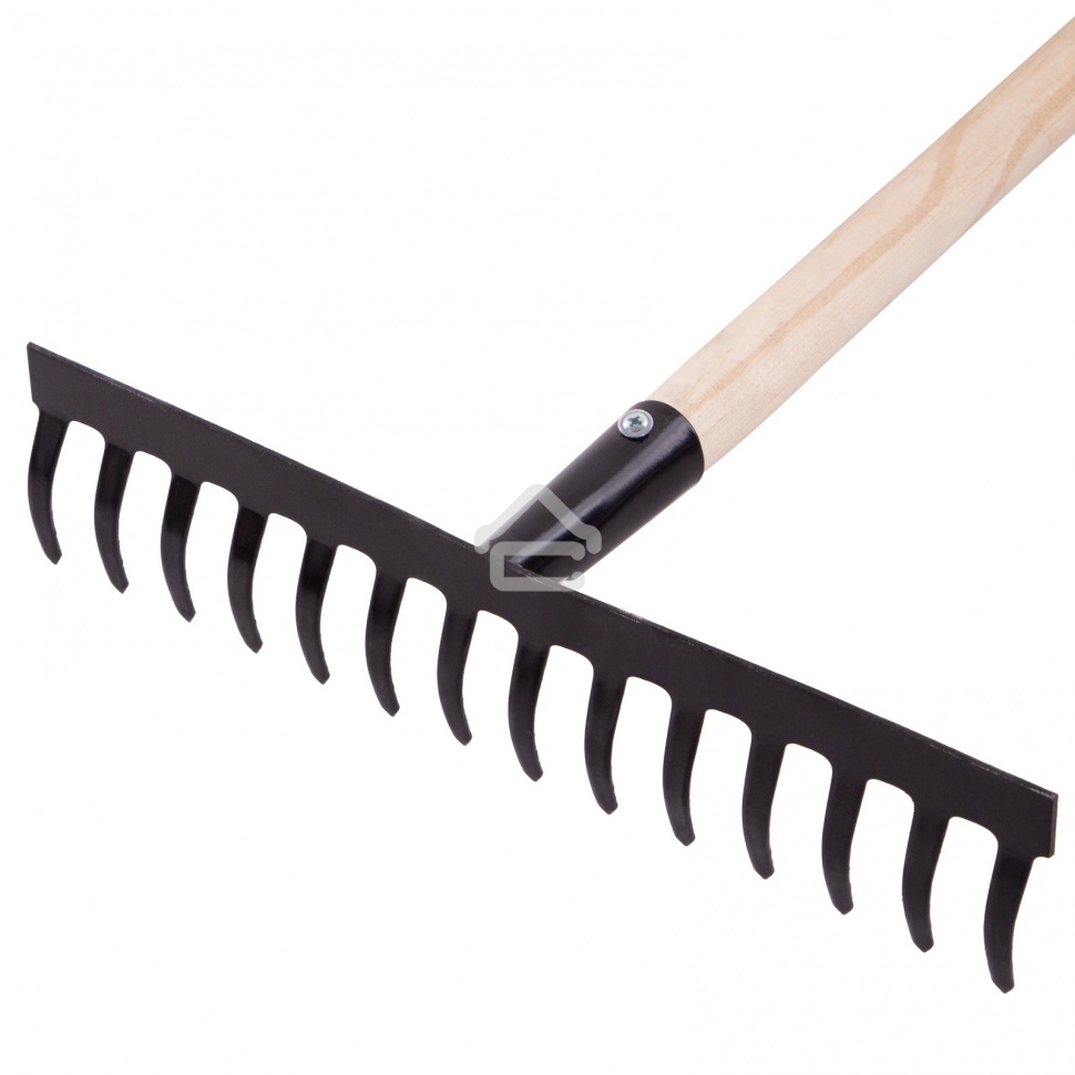 Грабли Сибртех стальные, 360х1300 мм, 14 прямых зубьев, деревянный черенок