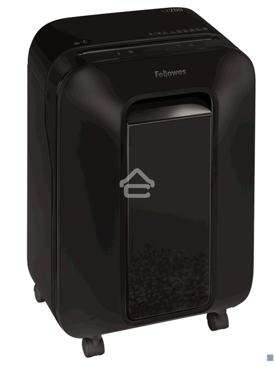 Шредер Fellowes PowerShred LX200 черный (секр.P-4)/перекрестный/12лист./22лтр./скрепки/скобы/пл.карты