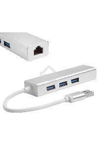 Хаб Greenconnect USB 3.0 Хаб на 3 порта + 10/100Mbps Ethernet Network (GCR-AP05) metall