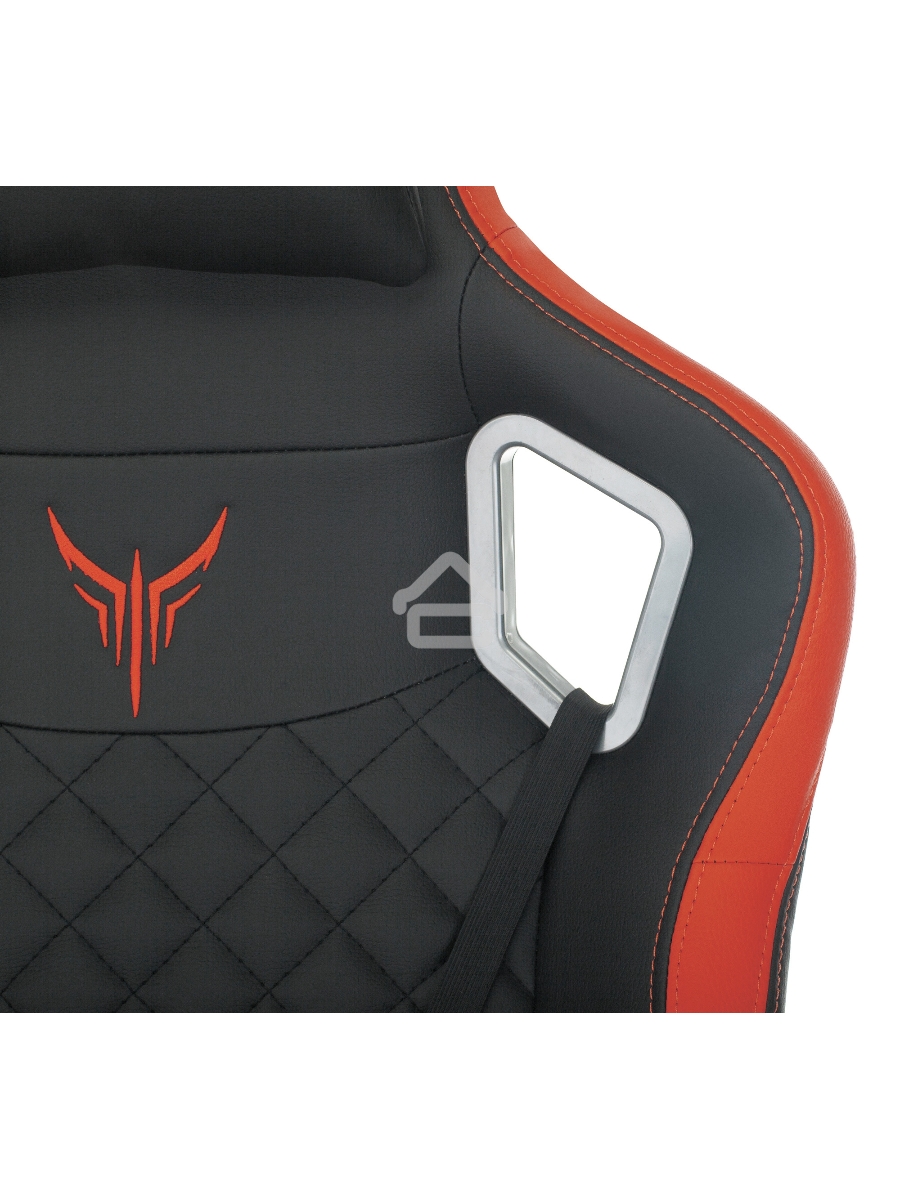 Кресло игровое Knight OUTRIDER черный/красный ромбик эко.кожа с подголов. крестовина металл