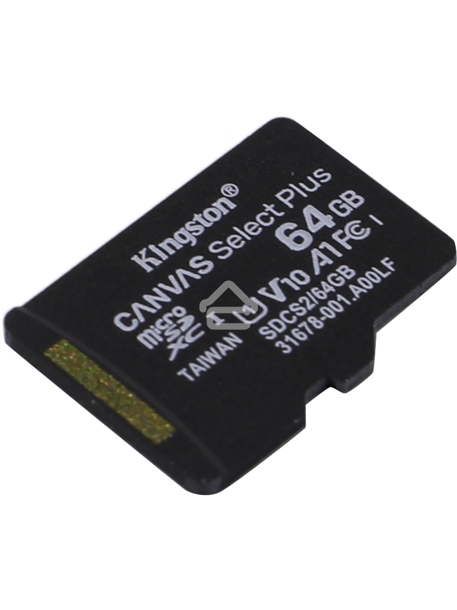 Флеш карта microSDHC 64GB microSDXC Class10 Kingston <SDCS2/64GBSP> Class10 UHS-I Canvas Select up to 100MB/s