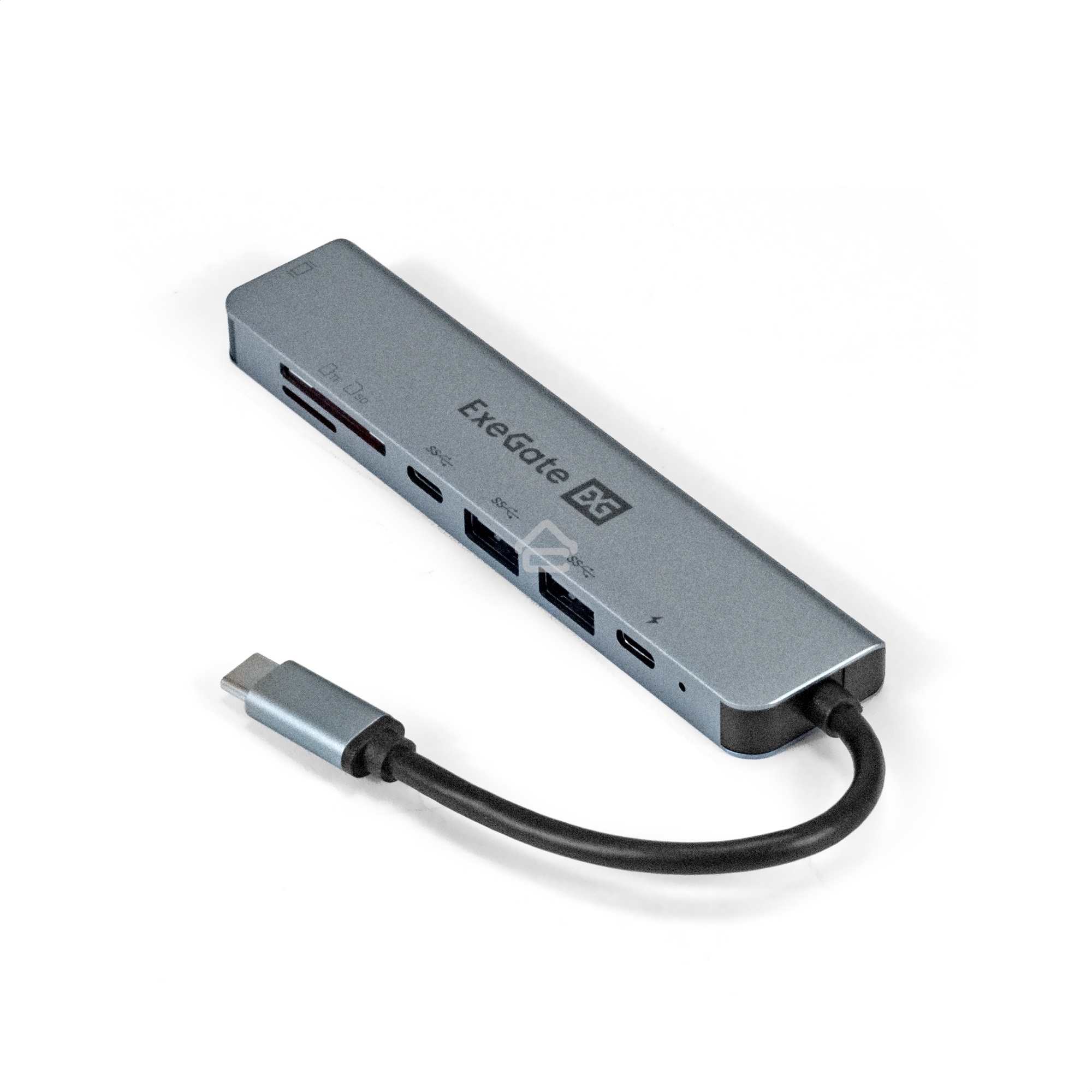 USB-концентратор ExeGate EX293983RUS DUB-21C/PD/CR/H (кабель-адаптер USB Type-C --> 2xUSB3.0 + Card Reader + PD 100W + HDMI 4K@60Hz, Plug&Play, серый)