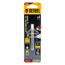 Сверло спиральное по металлу Denzel 3 x 60 мм, Р6М5, Golden Tip, 2 шт.