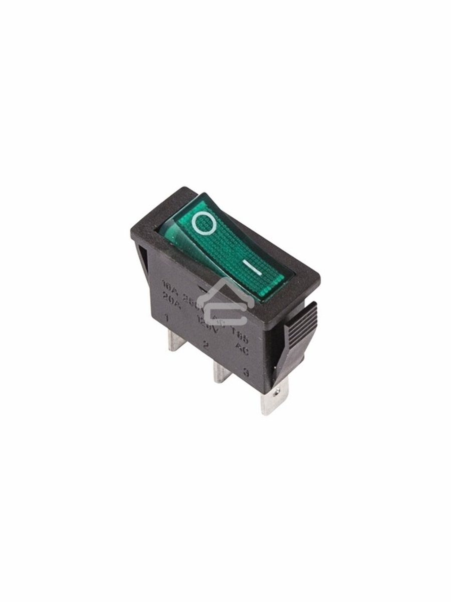 Выключатель клавишный 250V 15А (3с) ON-OFF зеленый с подсветкой Rexant