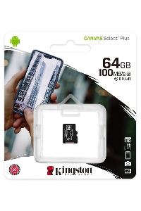 Флеш карта microSDHC 64GB microSDXC Class10 Kingston <SDCS2/64GBSP> Class10 UHS-I Canvas Select up to 100MB/s