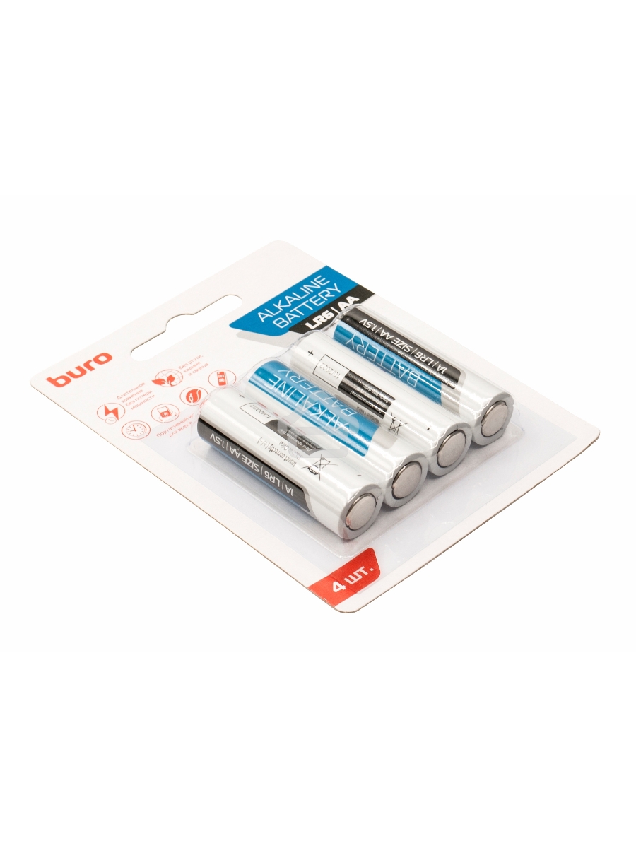 Батарея Buro Alkaline LR6 AA (4шт) блистер