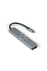 Док-станция ExeGate EX293983RUS DUB-21C/PD/CR/H (кабель-адаптер USB Type-C --> 2xUSB3.0 + Card Reader + PD 100W + HDMI 4K@60Hz, Plug&Play, серый)