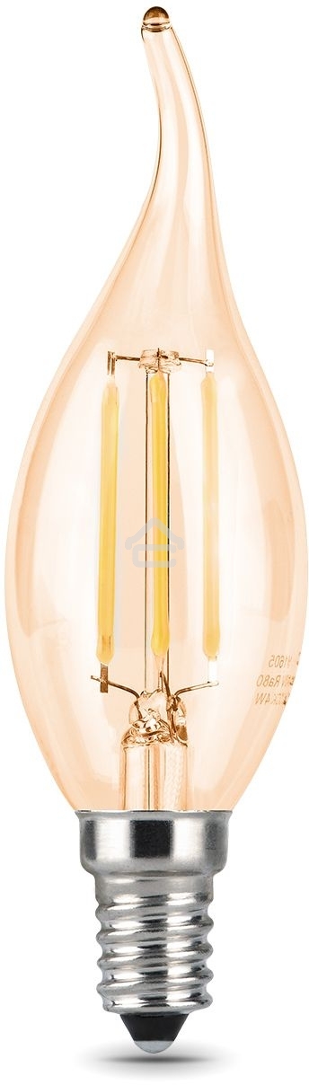 Лампа светодиодная Gauss Filament Свеча на ветру E14 5Вт 4100К Golden