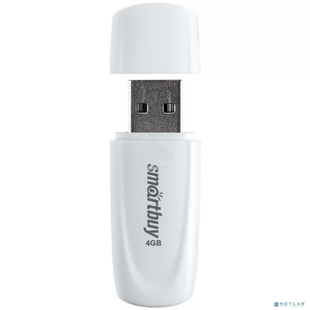Флешка USB Smartbuy Scout White (SB004Gb2SCW), 4Gb, USB 2.0, R/W 12/7, белый