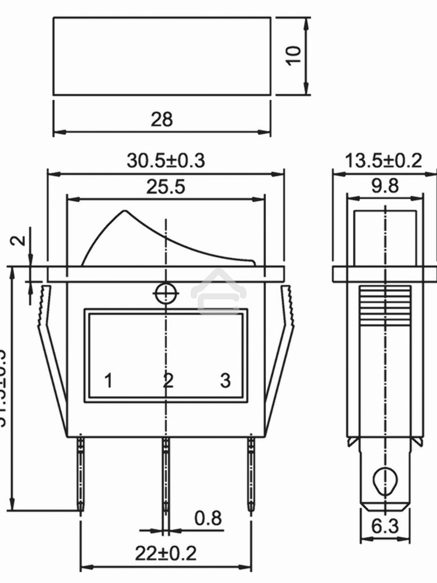 Выключатель клавишный 250V 15А (3с) ON-OFF зеленый с подсветкой Rexant
