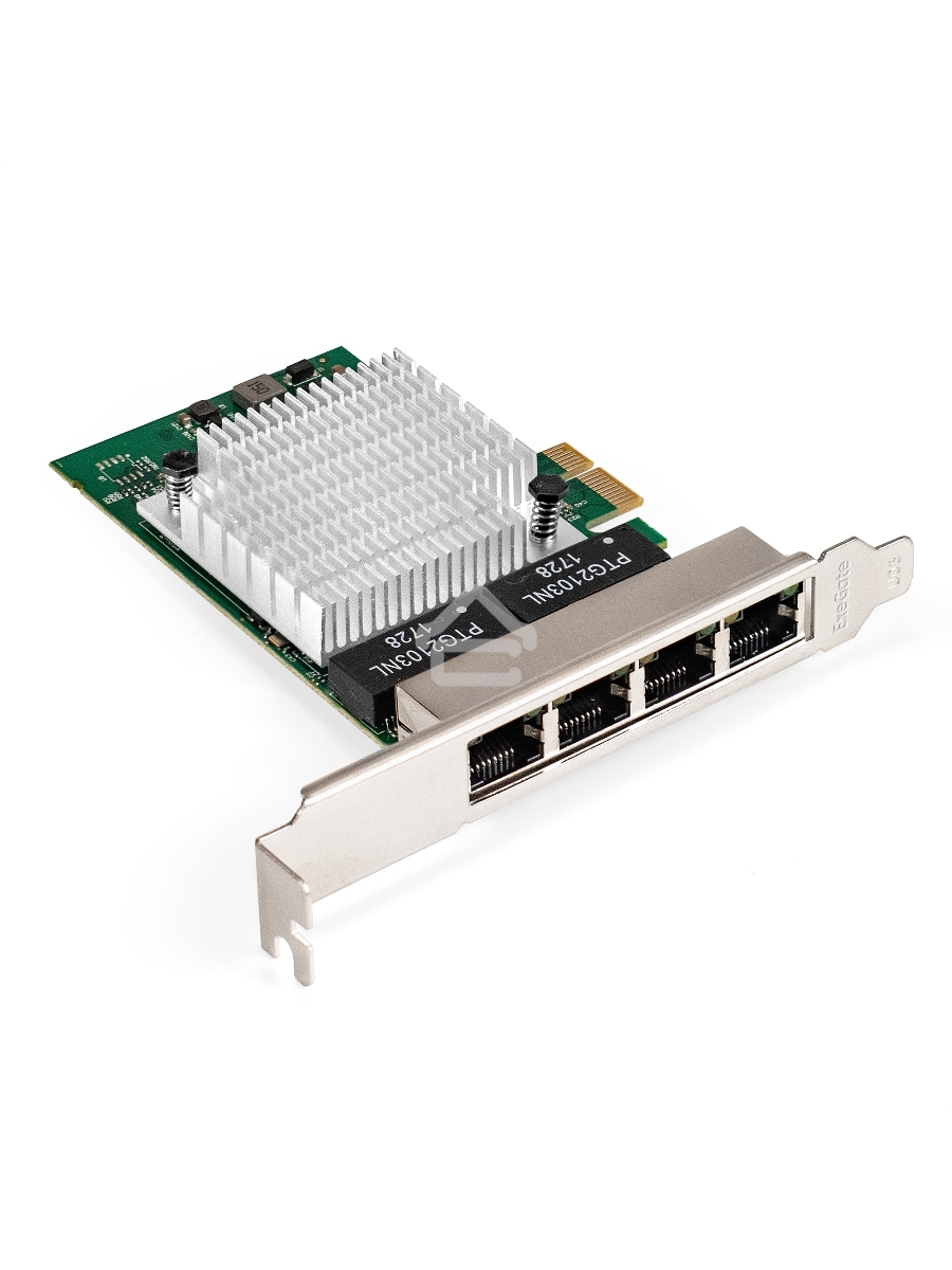 Сетевой адаптер ExeGate EXE-564 (PCI-E x1 v2.0, 4xRJ45, UTP 10/100/1000Mbps, Realtek Chipset RTL8111H+ASM1184e)