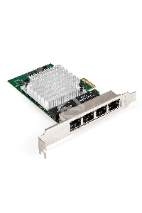 Сетевой адаптер ExeGate EXE-564 (PCI-E x1 v2.0, 4xRJ45, UTP 10/100/1000Mbps, Realtek Chipset RTL8111H+ASM1184e)