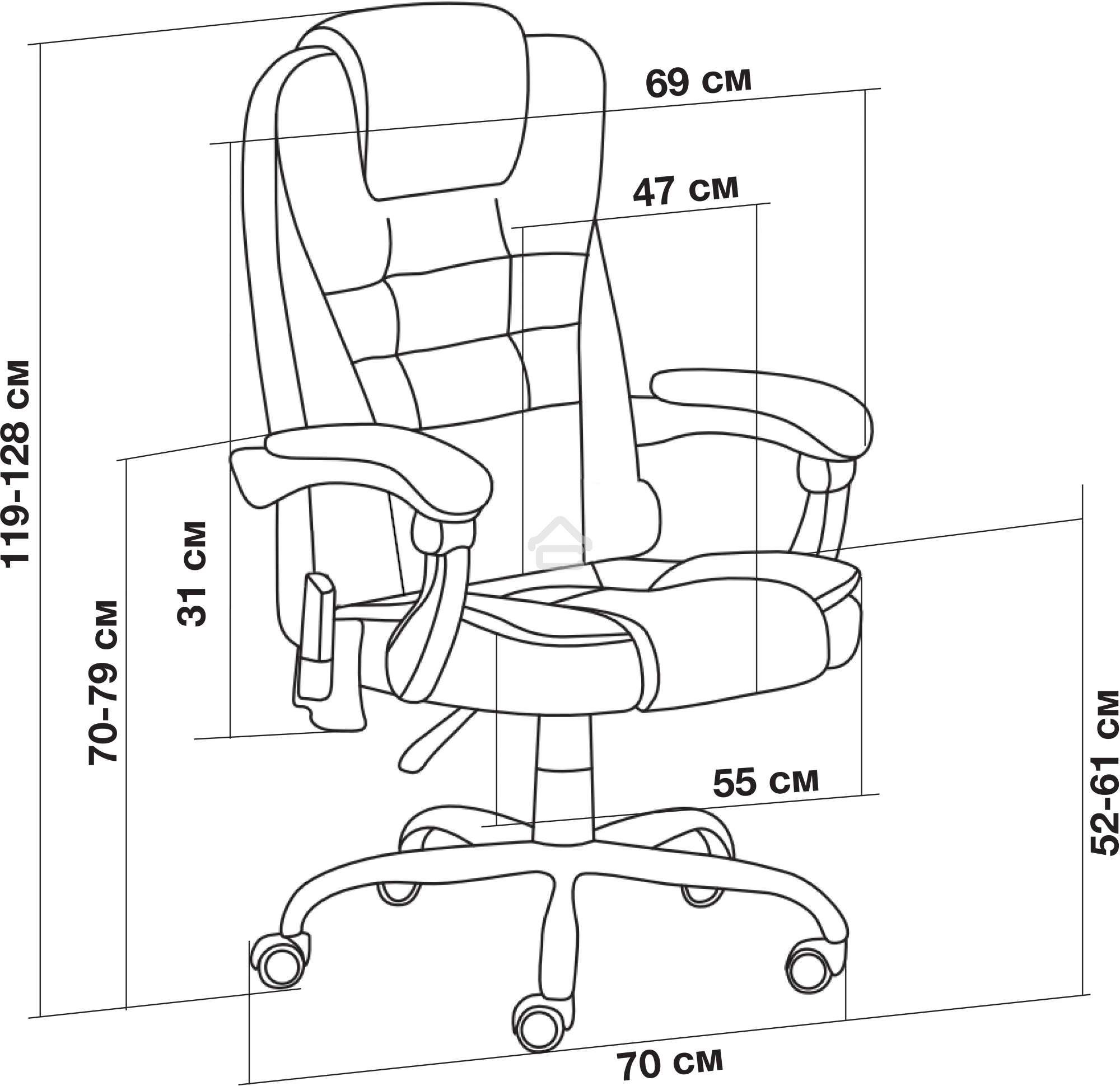 Кресло компьютерное Cactus CS-CHR-OC03M-BR темно-коричневый, эко.кожа, с подголовником