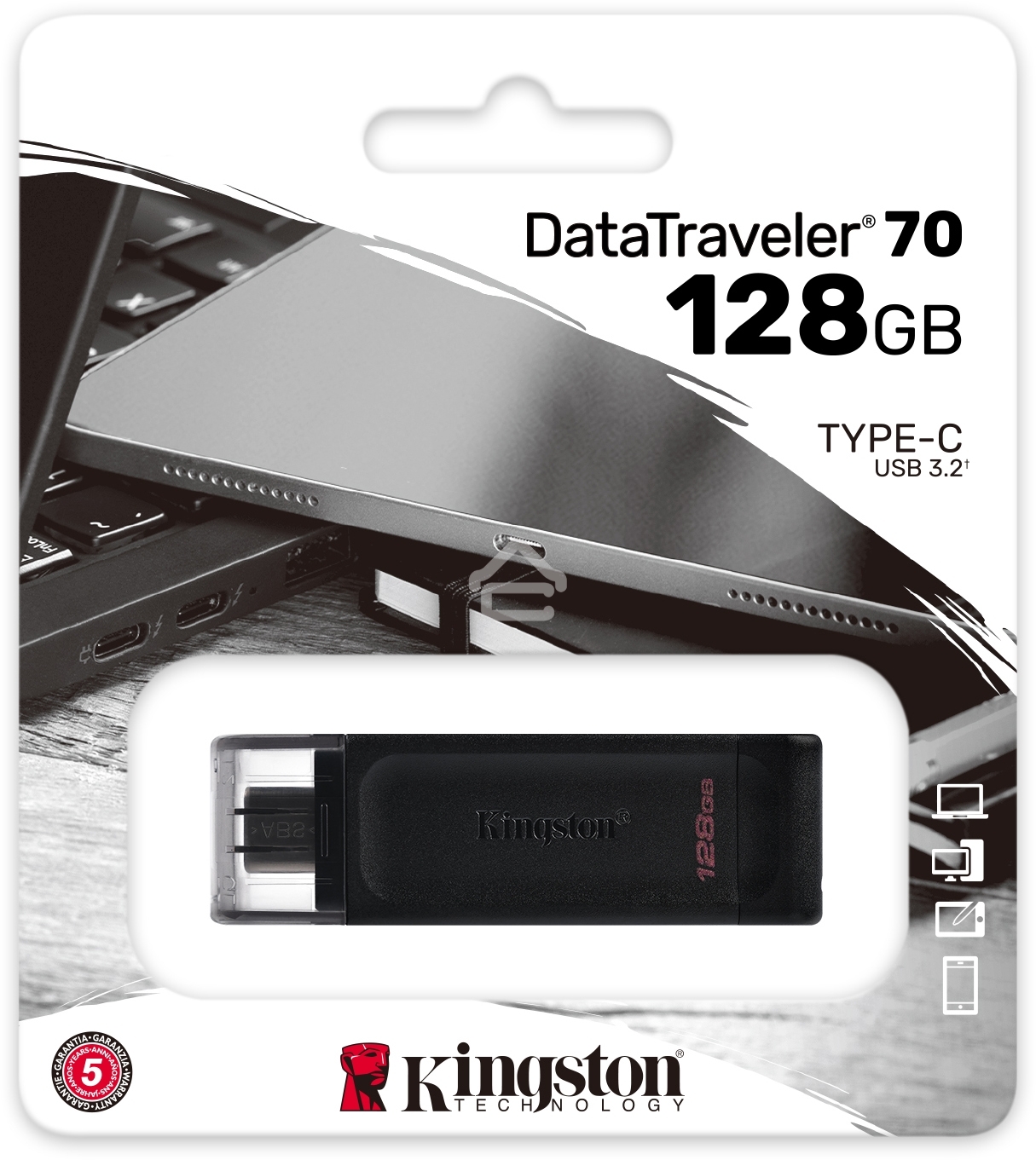 Флешка USB Kingston 128Gb DataTraveler DT70 <DT70/128Gb>, USB-C 3.2 Gen 1