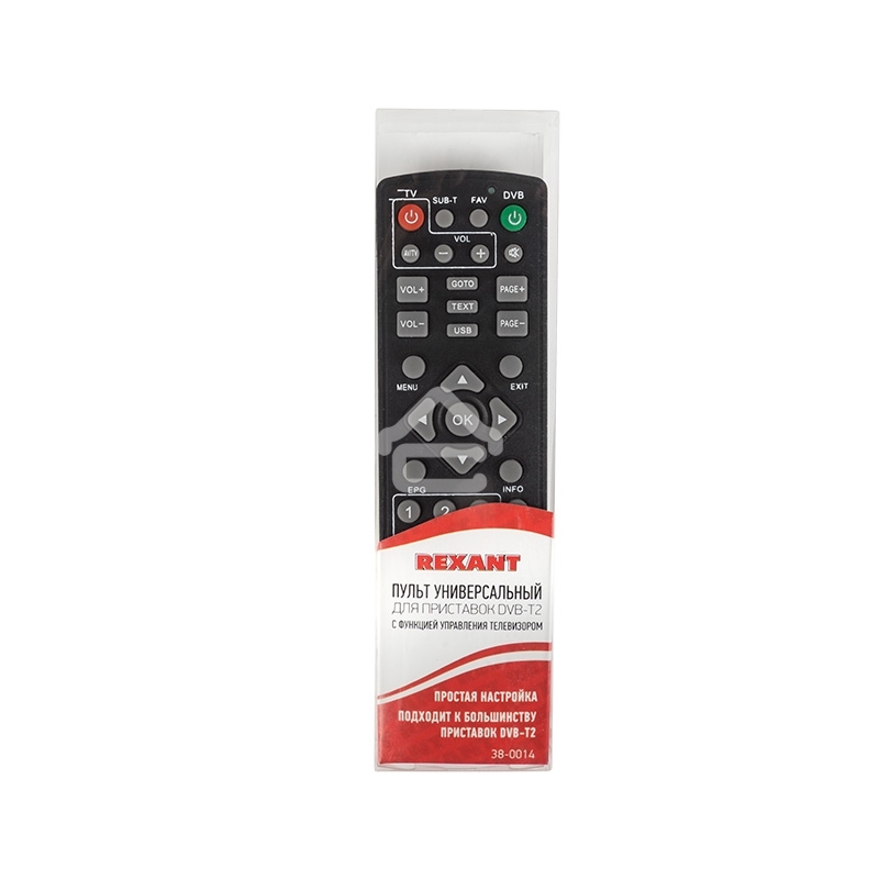 Пульт универсальный Rexant для DVB-T2 с функцией управления телевизором (RX-DVB-014)