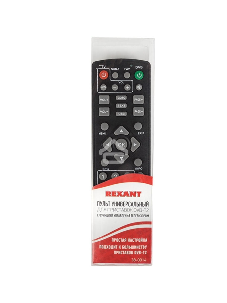 Пульт универсальный Rexant для DVB-T2 с функцией управления телевизором (RX-DVB-014)