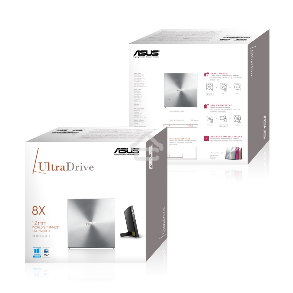 Оптический внеш. привод ASUS SDRW-08U5S-U/SIL/G/AS/, dvd-rw, external