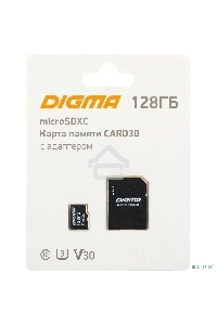 Флеш карта microSDXC 128Gb Class10 Digma CARD30 + adapter