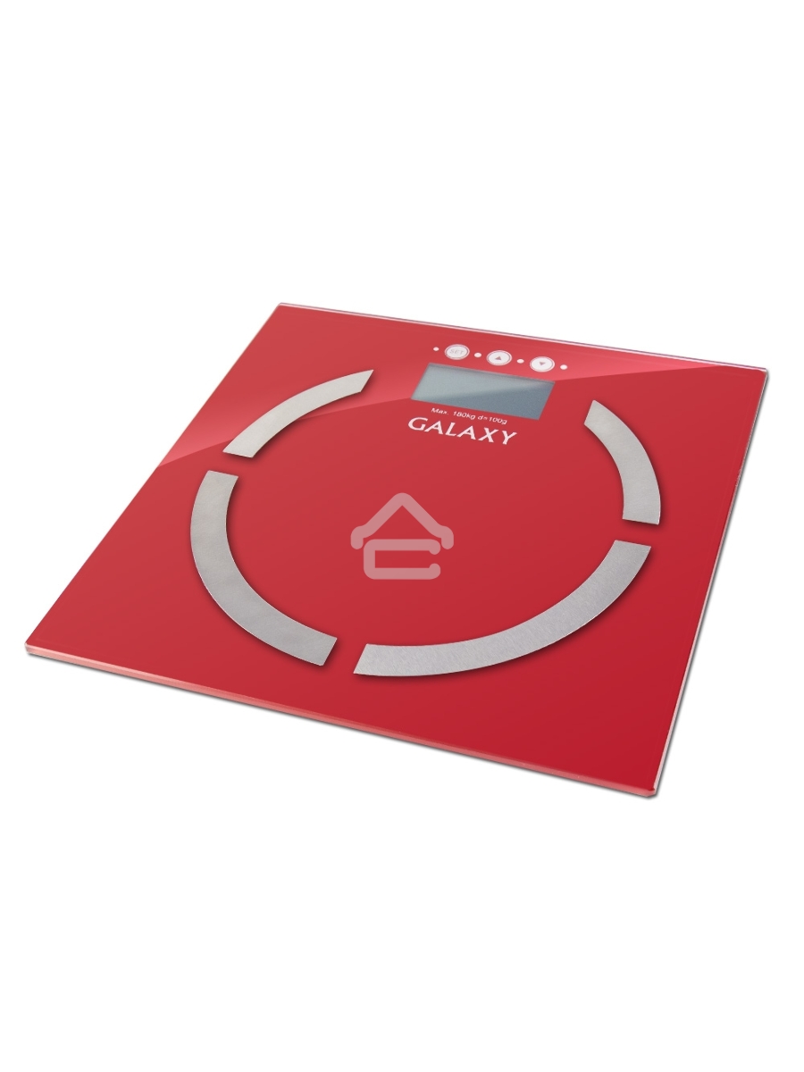 Весы многофункциональные Galaxy GL 4851, красный, электронные, эл. пит. «CR2032» в компл., макс вес 180 кг, сверхточ. элек. сенс. сист., ЖК-дисплей, авто. откл., индик. перег. и низ. зар., пам. изм. веса (10 чел.), опр. ур. жир., мышеч., кост. массы