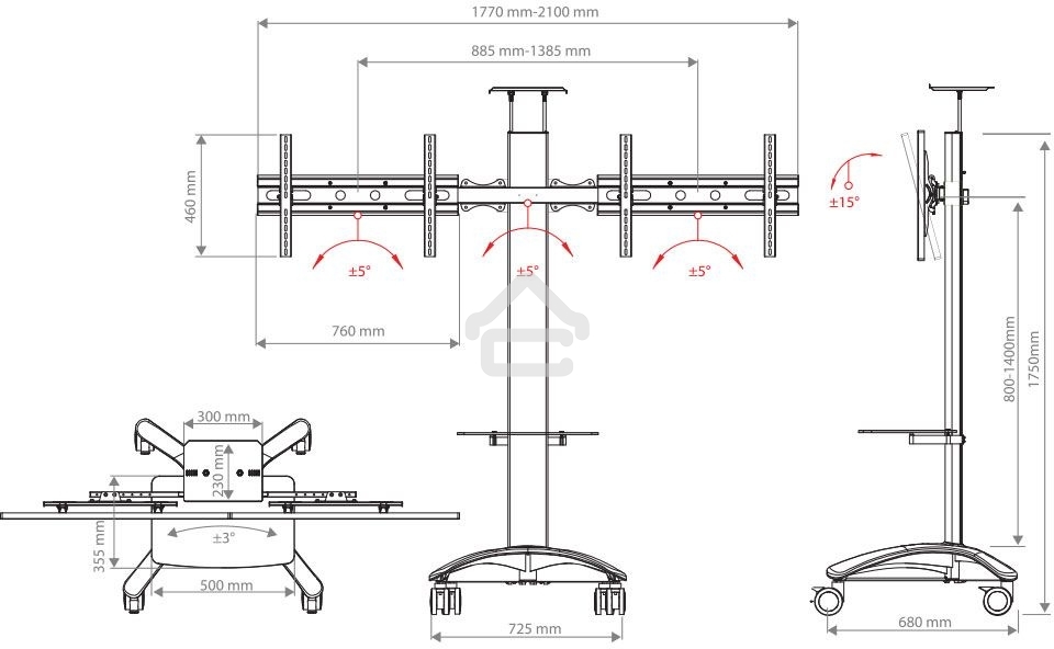 Подставка для телевизора Arm Media PT-STAND-15 (комплект из двух коробок) серебристый 26