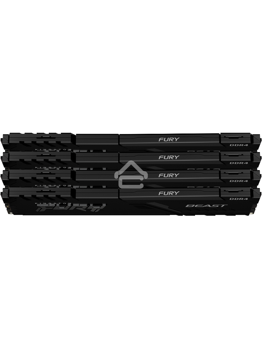 Оперативная память Kingston Fury Beast, DDR4, 32GB (4x8GB), 3200MHz, CL16, DIMM, с радиатором, чёрный