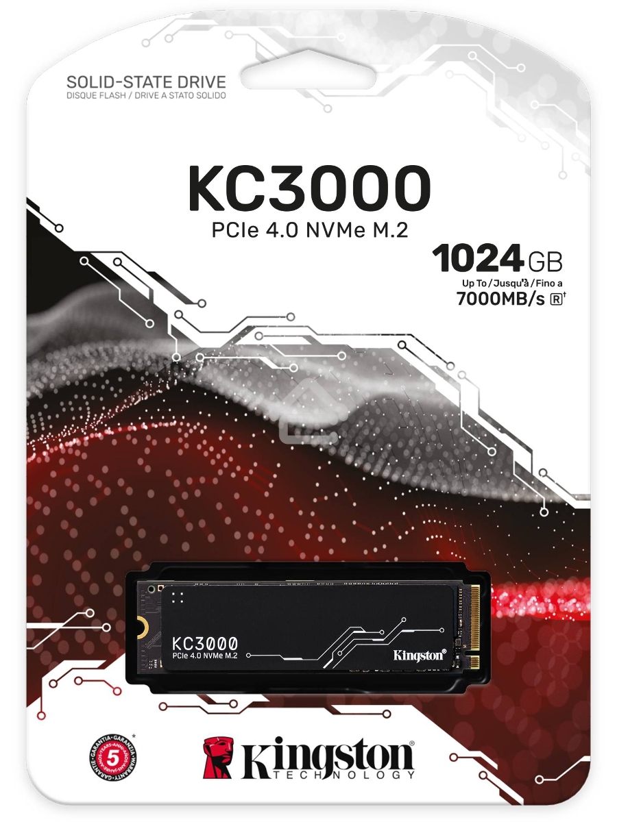 Накопитель SSD Kingston KC3000, 1TB, M.2 2280, PCIe 4.0 x4, R/W 7000/6000, с радиатором.