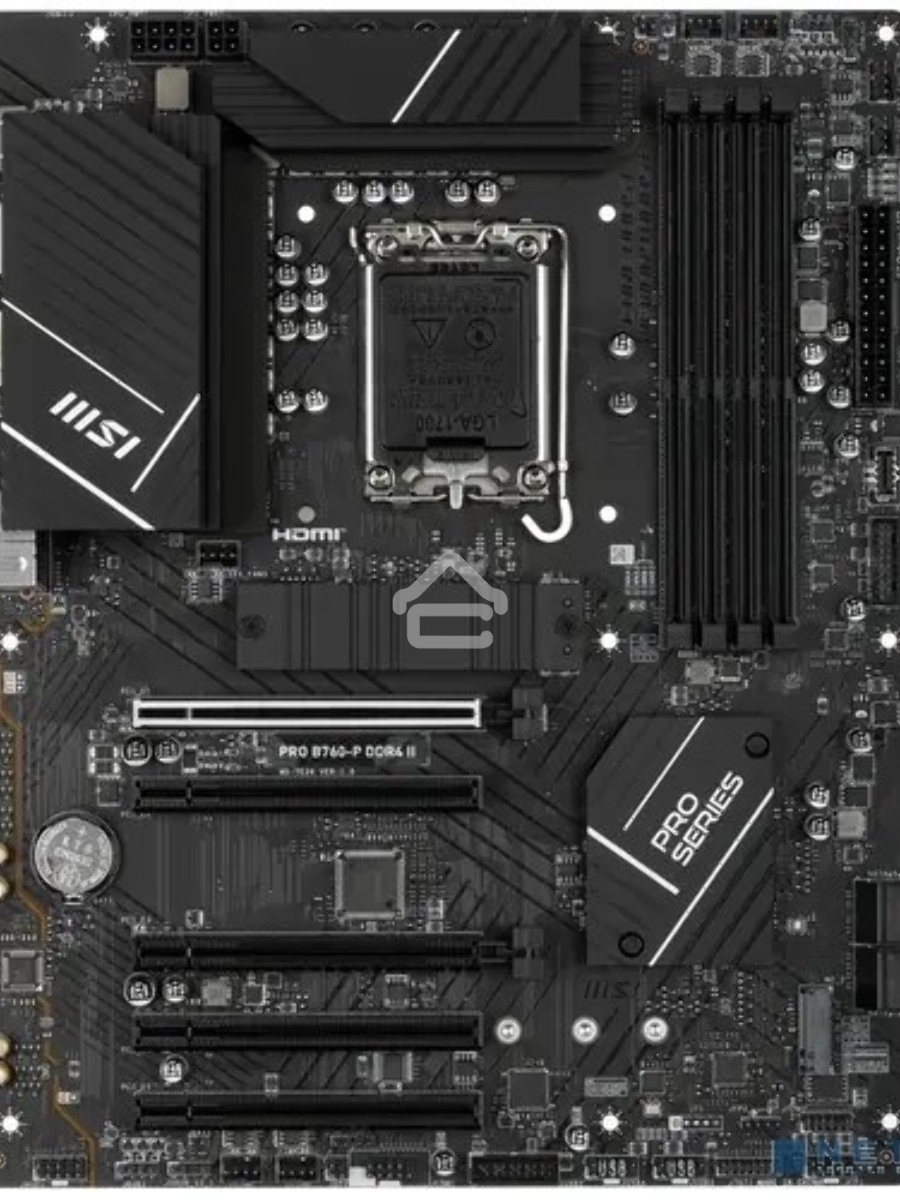 Материнская плата MSI PRO B760-P DDR4 II, LGA 1700, Intel B760, 4xDDR4, 4xSATA, 2xM.2, 1xPCIe 4.0 x16, 1xPCIe 4.0 x4, 3xPCIe 3.0 x1, 1xHDMI, 1xDP, 1x 2.5Gb LAN, 2xUSB-A 2.0, 2xUSB-A 3.2 Gen 1, 1xUSB-C 3.2 Gen 2, 5x3.5 мм, 7.1, ATX