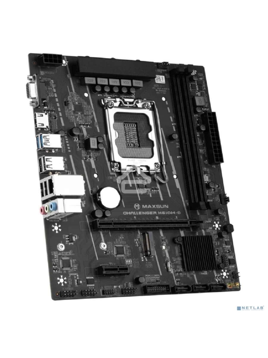 Материнская плата Maxsun MS-Challenger H610M-D, LGA 1700, Intel H610, 2xDDR4, 3xSATA, 1xM.2, 1xPCIe 4.0 x16, 1xPCIe x1, 1xHDMI, 1xVGA, 1x 1Gb LAN, 2xUSB 3.2 Gen 1, 4xUSB 2.0, 3x3.5 мм, 5.1, mATX