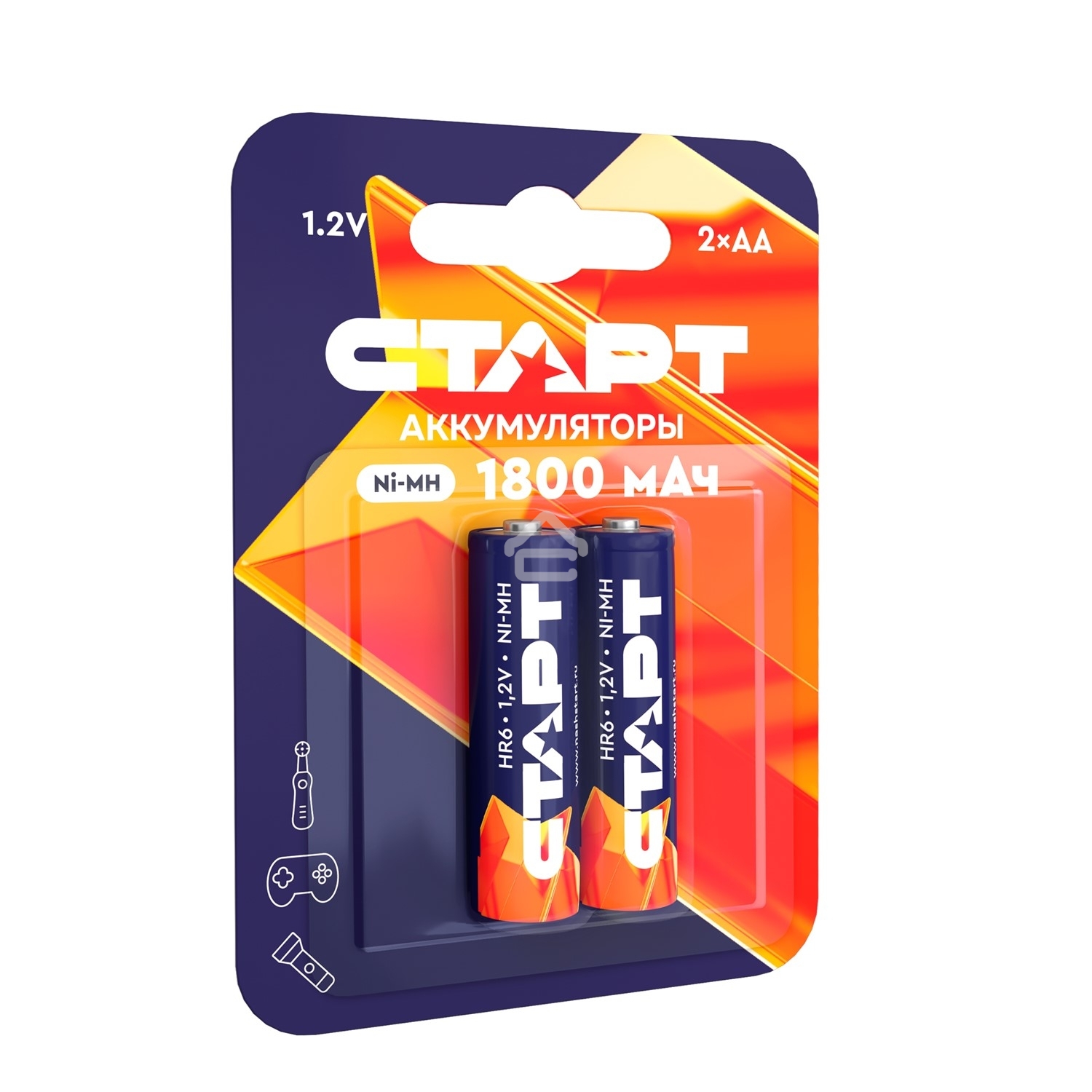 Аккумуляторы СТАРТ HR6 AA 1800mAh Ni-MH BL2 24/384, AA, 1800 мАч, 2 шт. в блистере