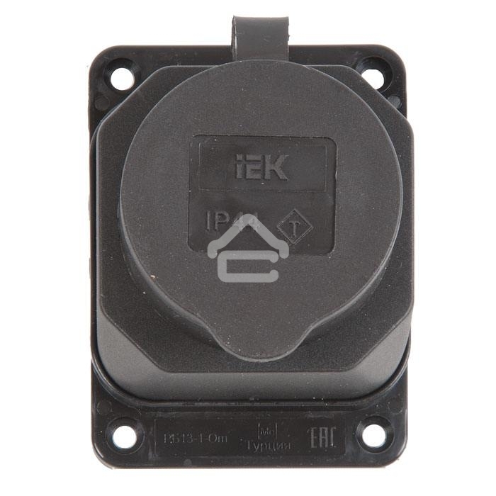Розетка кабельная наружной установки IР44 16А 2Р+E каучук ОМЕГА IEK PKR11-016-2-K02