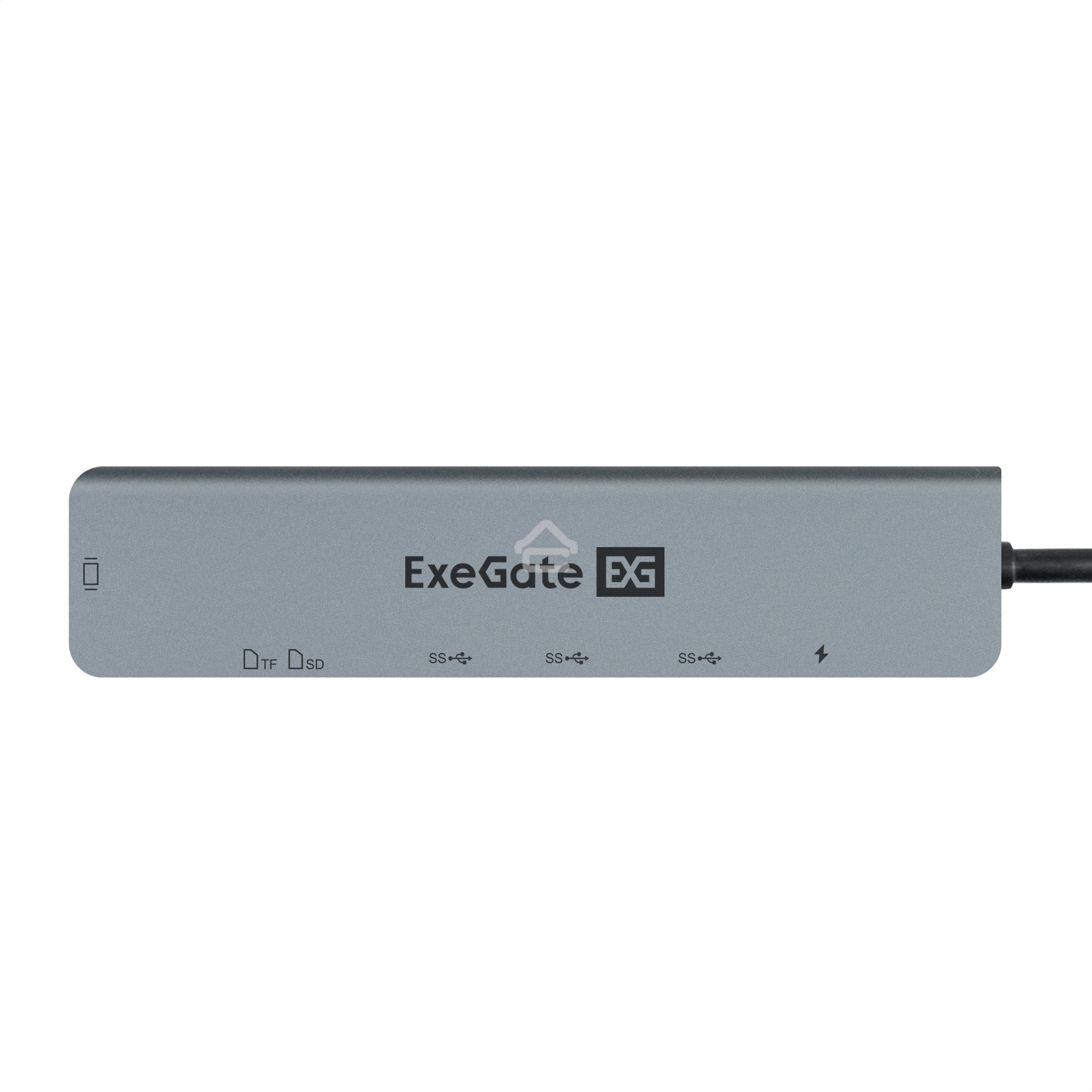 USB-концентратор ExeGate EX293983RUS DUB-21C/PD/CR/H (кабель-адаптер USB Type-C --> 2xUSB3.0 + Card Reader + PD 100W + HDMI 4K@60Hz, Plug&Play, серый)