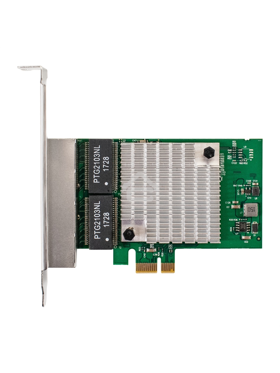 Сетевой адаптер ExeGate EXE-564 (PCI-E x1 v2.0, 4xRJ45, UTP 10/100/1000Mbps, Realtek Chipset RTL8111H+ASM1184e)