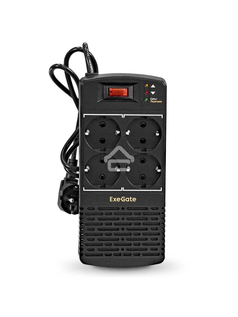 Стабилизатор ExeGate Power AD5000-1200 (1200VA/600W, диапазон 150...280В, 4 евророзетки)