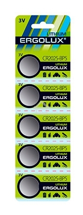 Батарейка литиевая Ergolux CR2032 BL-5 (CR2032-BP5, 3V) (5 шт. в уп-ке)