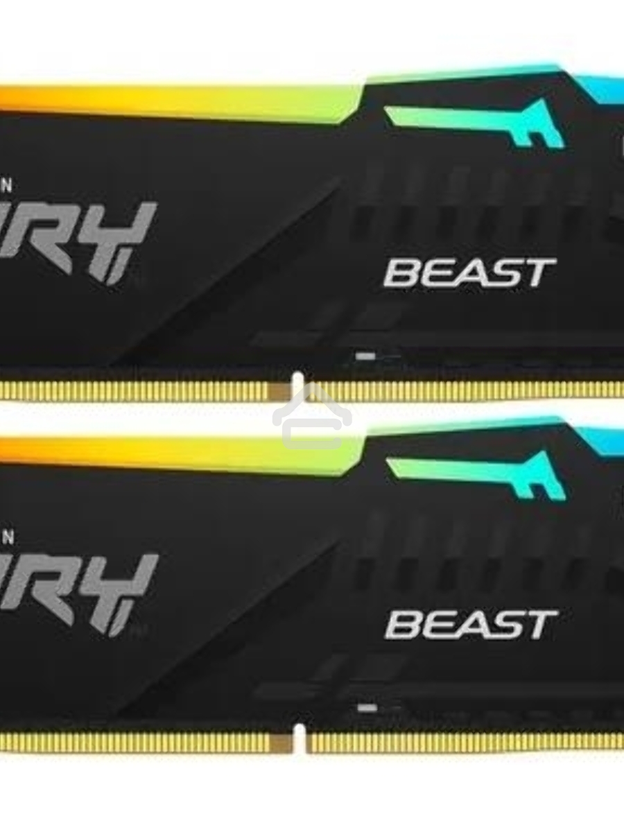 Оперативная память Kingston Fury Beast, DDR5, 64GB (2x32GB), 5200MHz, CL40, DIMM, с радиатором, RGB, черный