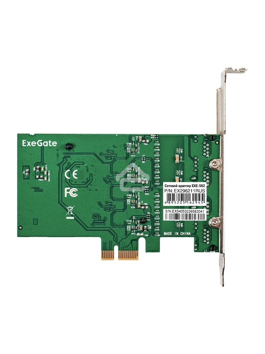 Сетевой адаптер ExeGate EXE-564 (PCI-E x1 v2.0, 4xRJ45, UTP 10/100/1000Mbps, Realtek Chipset RTL8111H+ASM1184e)
