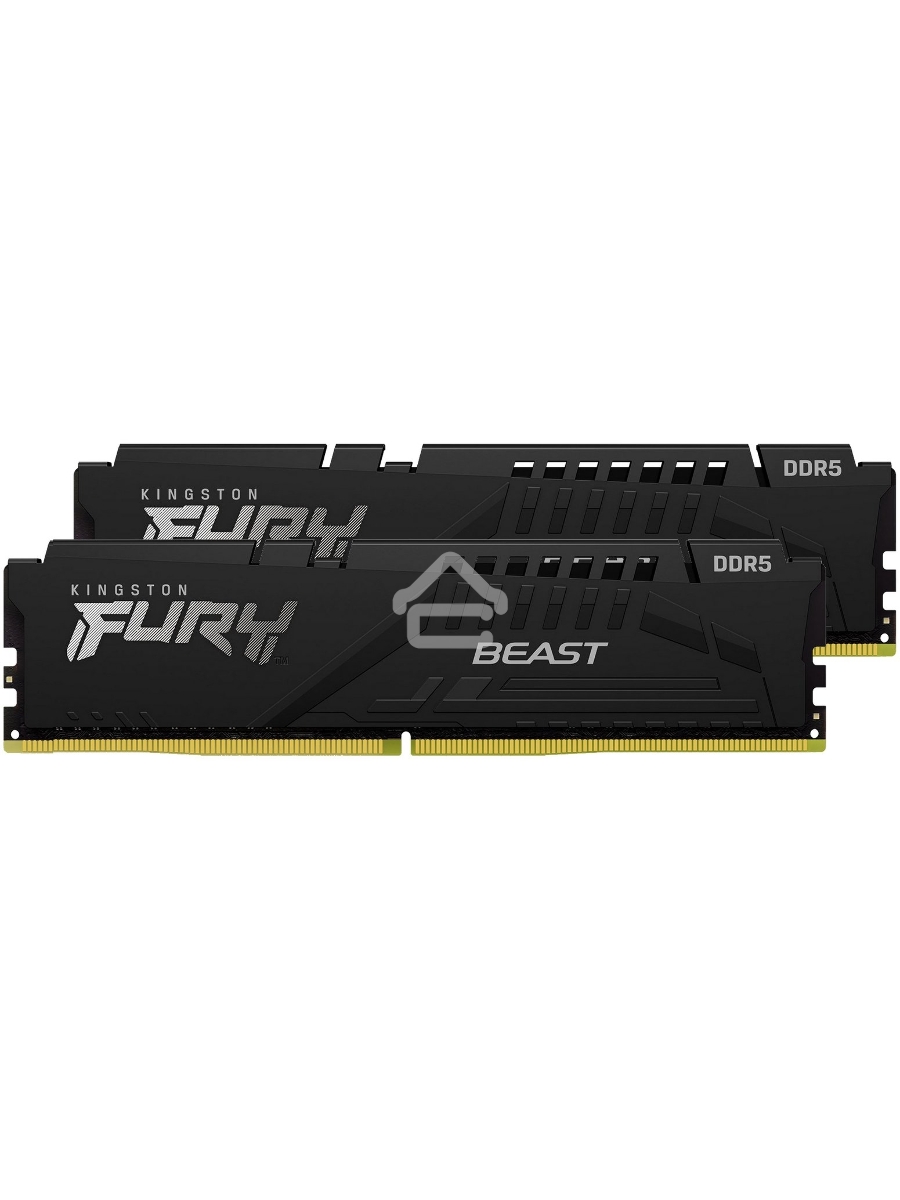 Оперативная память Kingston Fury Beast, DDR5, 32GB (2x16GB), 5200MHz, CL40, DIMM, радиатор, чёрный