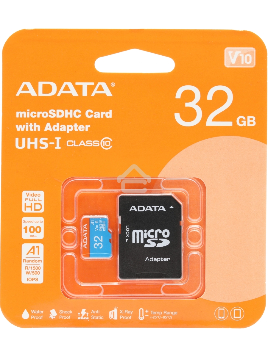 Флеш карта microSD 32GB ADATA microSDHC Class 10 UHS-I A1 100/20 MB/s (SD адаптер)