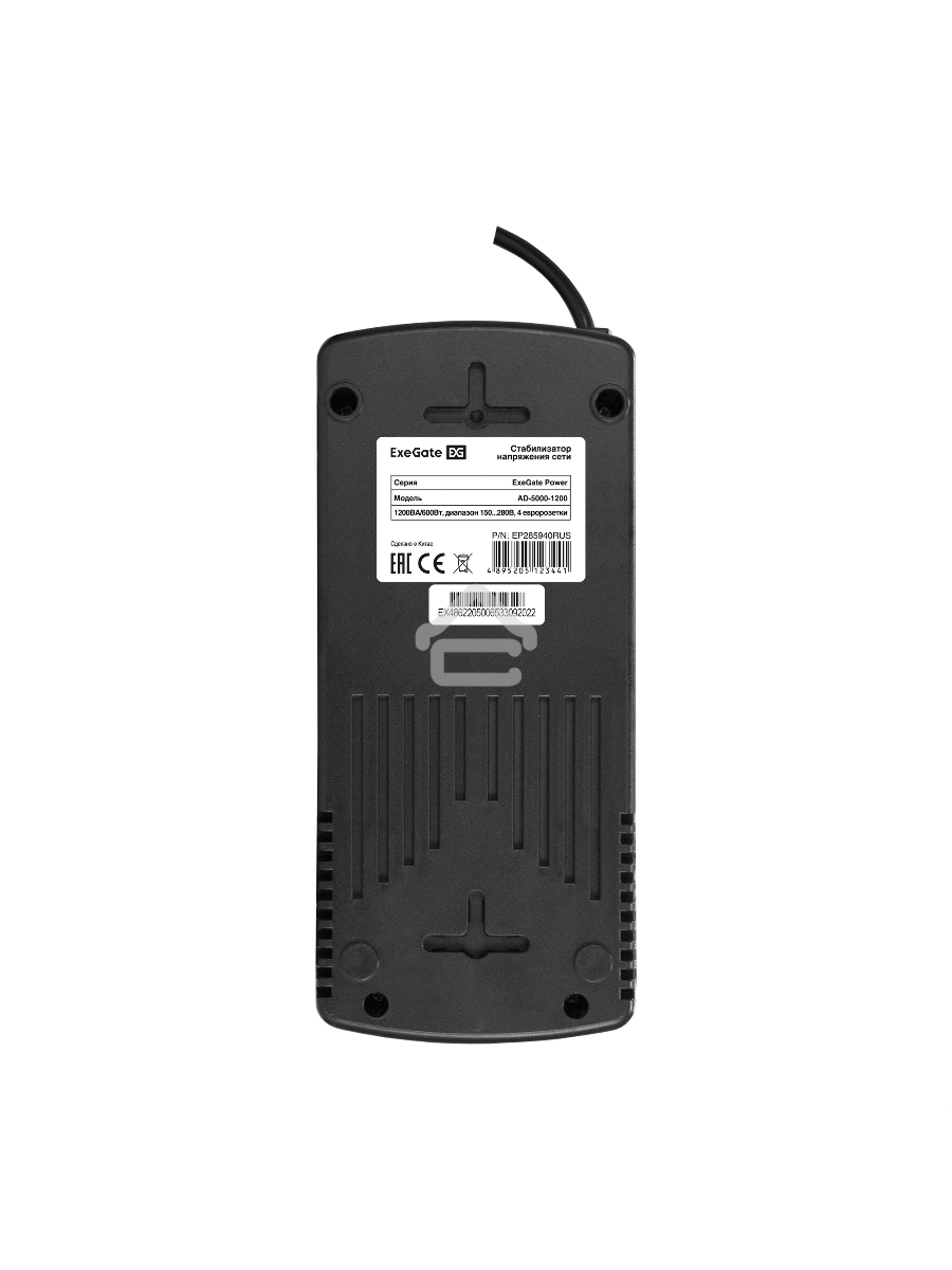 Стабилизатор ExeGate Power AD5000-1200 (1200VA/600W, диапазон 150...280В, 4 евророзетки)