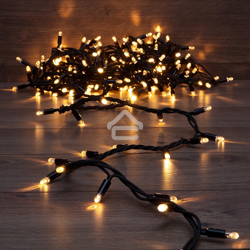 Гирлянда модульная «Дюраплей LED» 10 м, 200 LED, черный каучук, цвет свечения теплый белый NEON-NIGHT