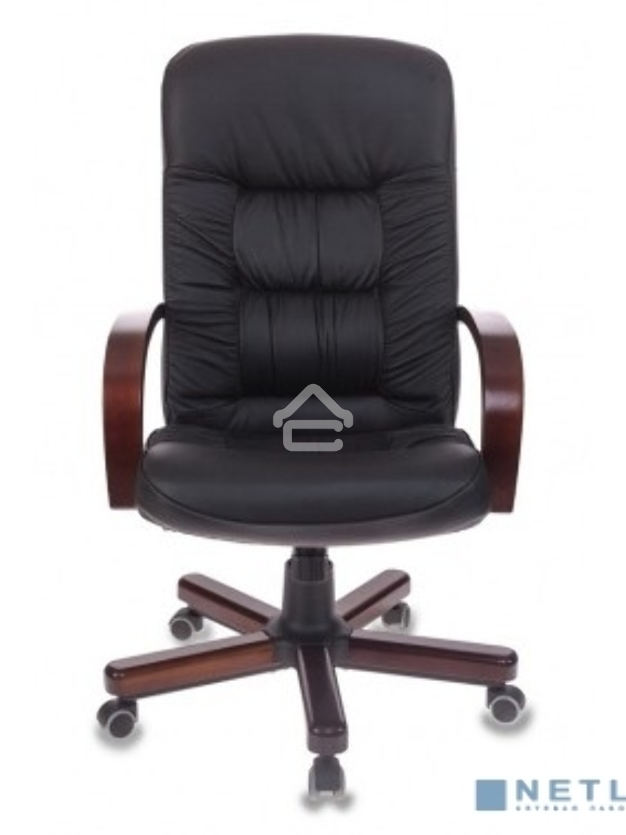 Кресло руководителя Бюрократ T-9908/WALNUT черный, кожа, крестовина металл