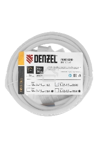 Шнур сетевой Energy Series, ПВС, 3 м, 2х1,5 мм, с неразборной вилкой, белый Denzel