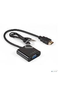 Кабель-переходник HDMI-VGA ExeGate EX-HDMIM-VGAF-3.5JackS-0.3 (19M/15F, 0,3м + аудио 3.5mm Jack M 0,5м) Преобразователь цифрового HDMI сигнала в VGA видео и стерео-аудио