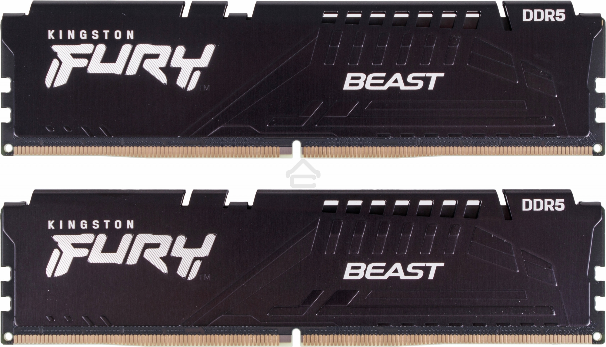 Оперативная память Kingston Fury Beast, DDR5, 32GB (2x16GB), 5200MHz, CL40, DIMM, радиатор, черный